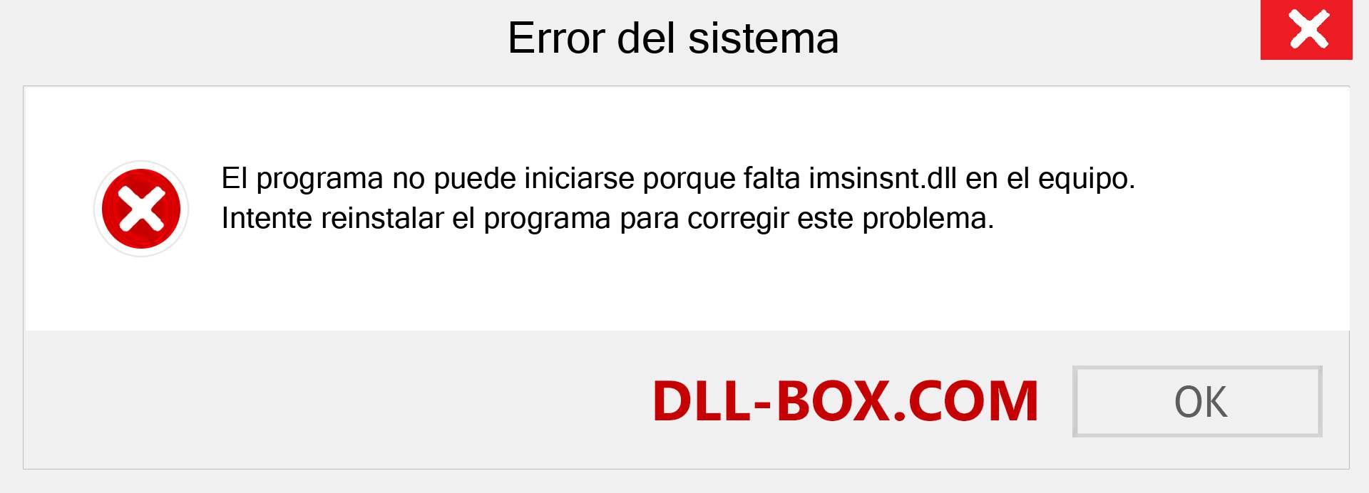 ¿Falta el archivo imsinsnt.dll ?. Descargar para Windows 7, 8, 10 - Corregir imsinsnt dll Missing Error en Windows, fotos, imágenes